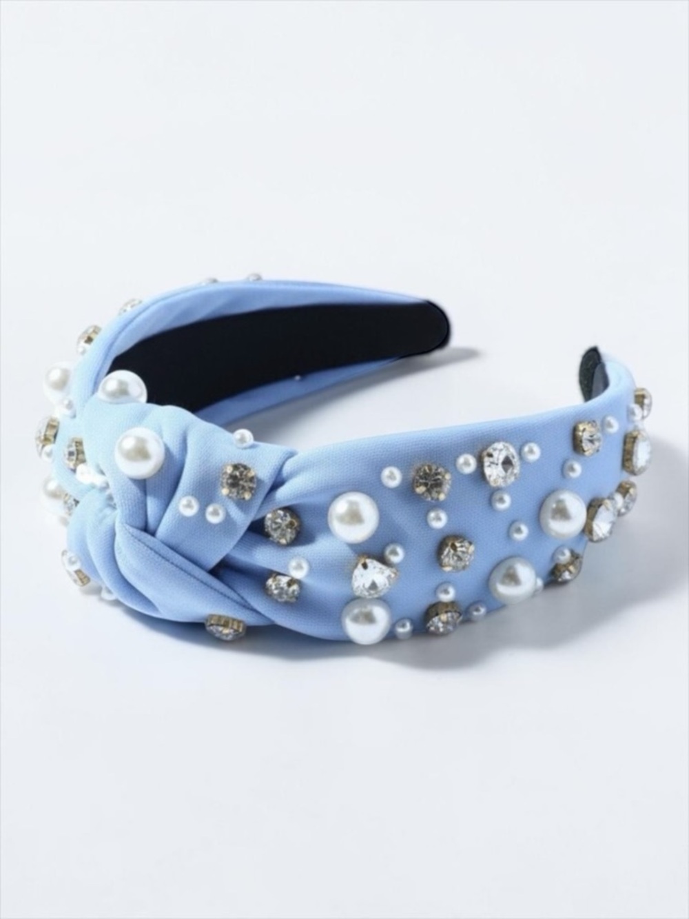 Blue Pearl Crystal Knotted Headband Rhinestone Statement Hairband NWT